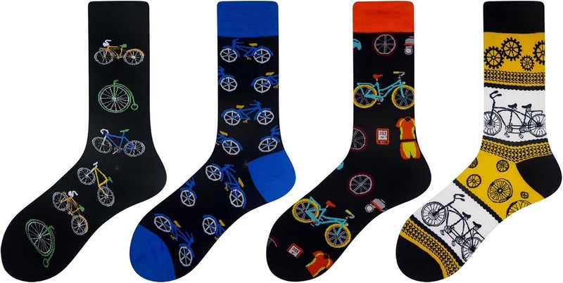 Cansok Men's 2/4 Packs Fun Crazy Novelty Dress Crew Socks - Image 2